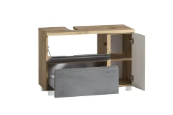 Badezimmerset Varese | Waschtisch und Spiegelschrank mit Beleuchtung | Wotan Eiche Beton Design
