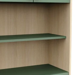 Badezimmersäulenschrank Calypso - 69x33x201cm - 4 Türen und 1 Schublade - Eiche Dekor/Grün
