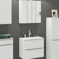 Badkombination Hansen 1 Waschtischunterschrank und Spiegelschrank 60cm - weiß