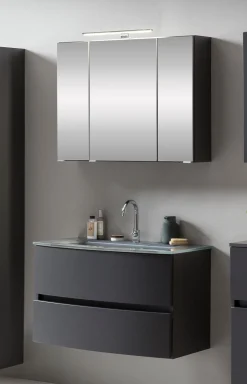 Badkombination Kornel 2 2-teilig mit grauem Waschbecken - graphitgrau