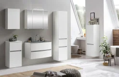 Badkombination Kornel 4 3-teilig mit grauem Waschbecken - weiß