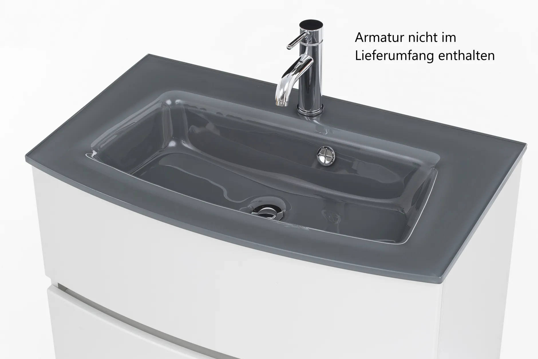 Badkombination Kornel 4 3-teilig mit grauem Waschbecken - weiß