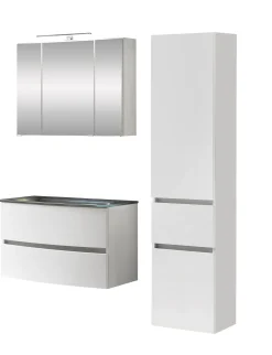Badkombination Kornel 5 3-teilig mit grauem Waschbecken - weiß