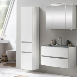 Badkombination Kornel 5 3-teilig mit grauem Waschbecken - weiß