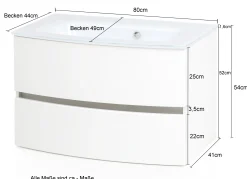 Badkombination Kornel 8 4-teilig mit grauem Waschbecken - graphitgrau