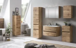 Badkombination Kornel 13 5-teilig mit weißem Waschbecken - Eiche