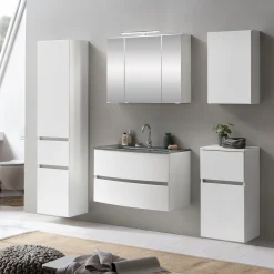 Badkombination Kornel 14 5-teilig mit grauem Waschbecken - weiß