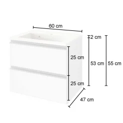 Badkombination Lotuk 1 Waschtisch und Spiegelschrank 60cm - grau