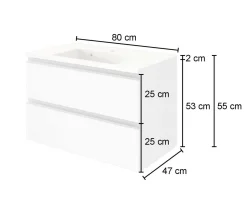 Badkombination Lotuk 2 Waschtisch und Spiegelschrank 80cm - grau