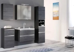 Badkombination Lotuk 2 Waschtisch und Spiegelschrank 80cm - grau