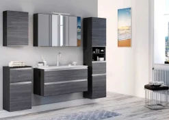 Badkombination Lotuk 3 Waschtisch und Spiegelschrank 100cm - grau