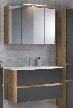 Badkombination Luna 2-teilig 60cm - Eiche/grau