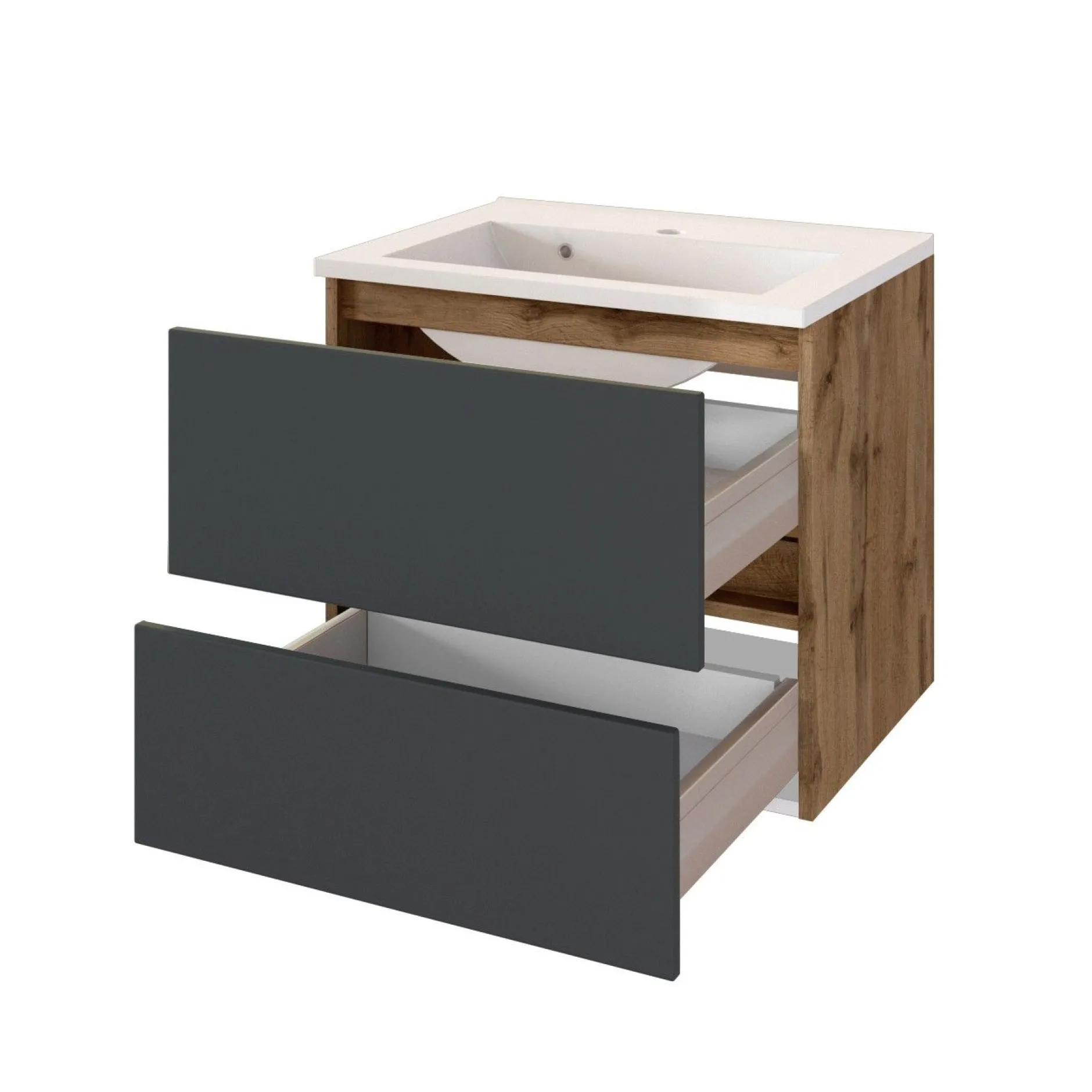 Badkombination Luna 2-teilig 60cm - Eiche/grau