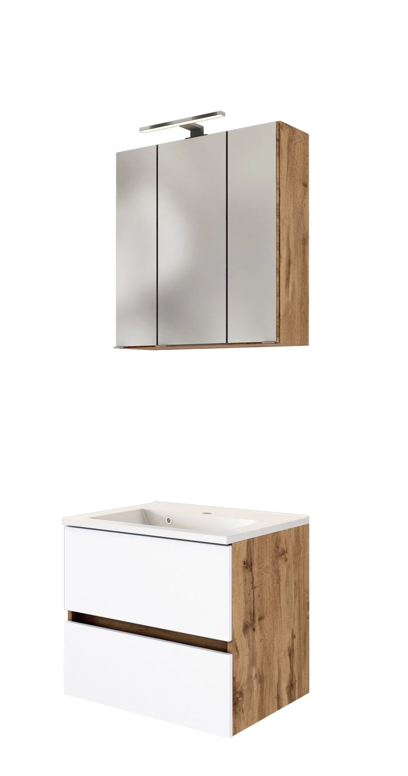 Badkombination Luna 2-teilig 60cm - Eiche/Weiß