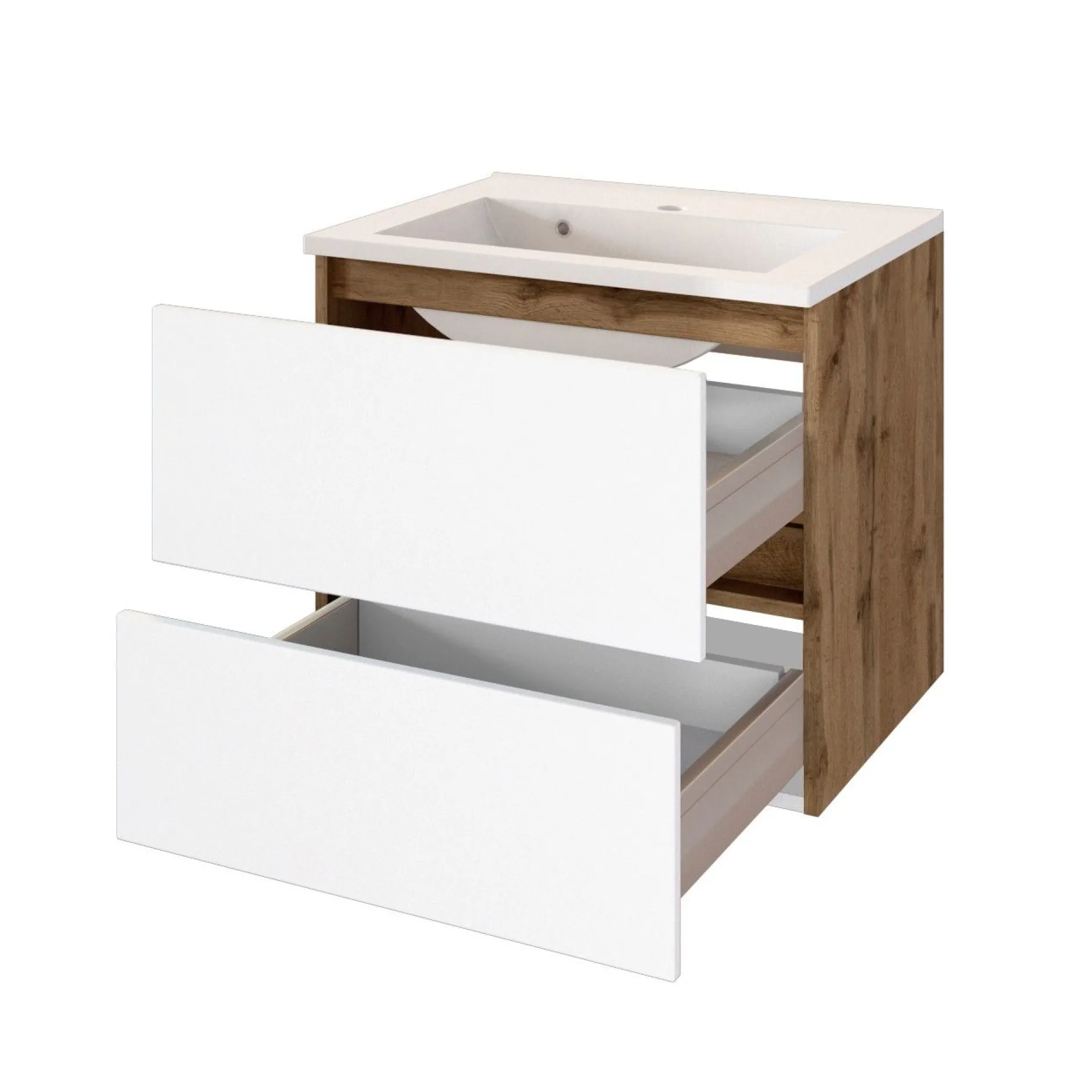Badkombination Luna 2-teilig 60cm - Eiche/Weiß
