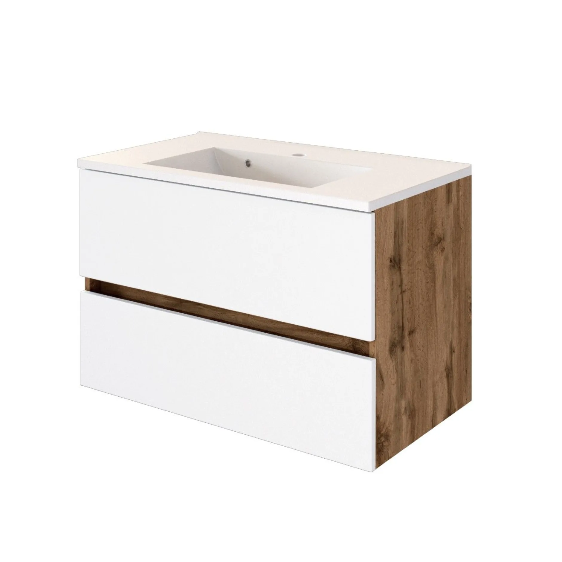 Badkombination Luna 2-teilig 80cm - Eiche/Weiß