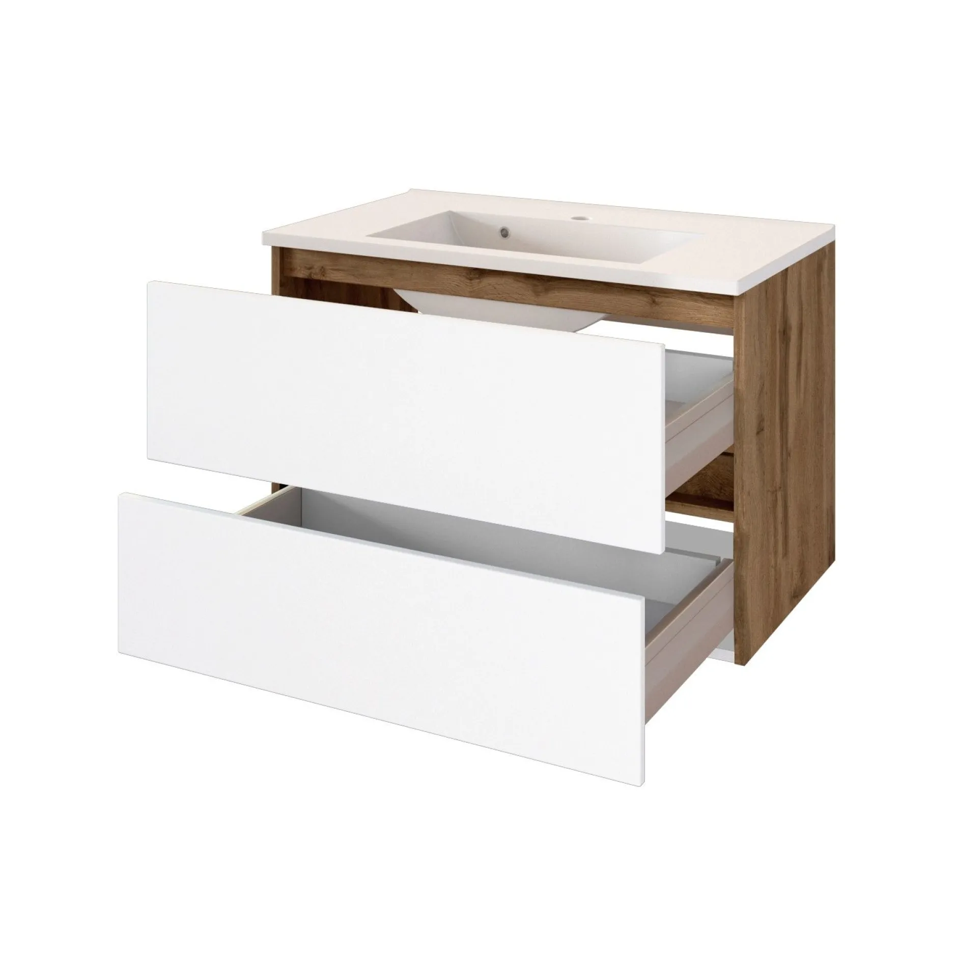 Badkombination Luna 2-teilig 80cm - Eiche/Weiß