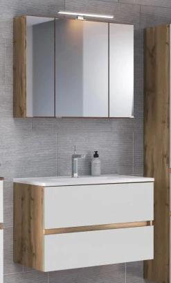 Badkombination Luna 2-teilig 80cm - Eiche/Weiß