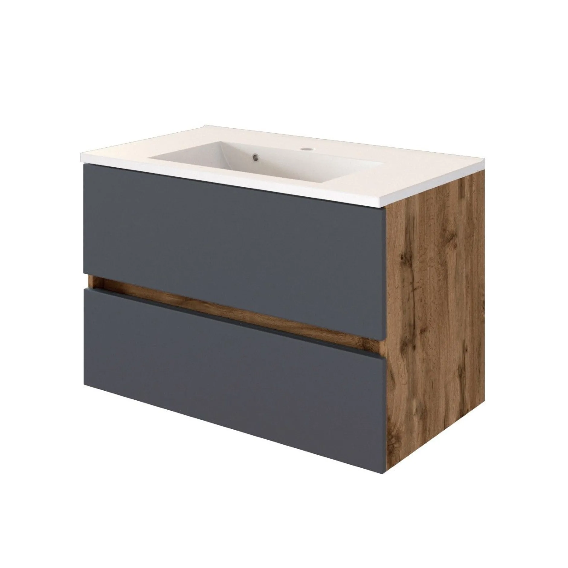 Badkombination Luna 2-teilig 80cm - Eiche/grau