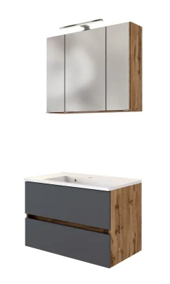 Badkombination Luna 2-teilig 80cm - Eiche/grau