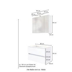 Badkombination Luna 2-teilig 80cm - Eiche/grau