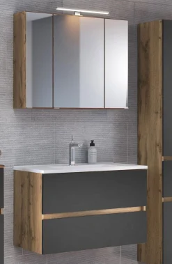 Badkombination Luna 2-teilig 80cm - Eiche/grau