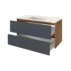 Badkombination Luna 2-teilig 100cm - Eiche/grau