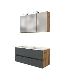 Badkombination Luna 2-teilig 120cm - Eiche/grau