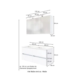 Badkombination Luna 2-teilig 120cm - Eiche/grau