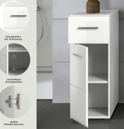 Badschrank Ice Xonox - Hochglanz Weiß - 30x80x30 cm