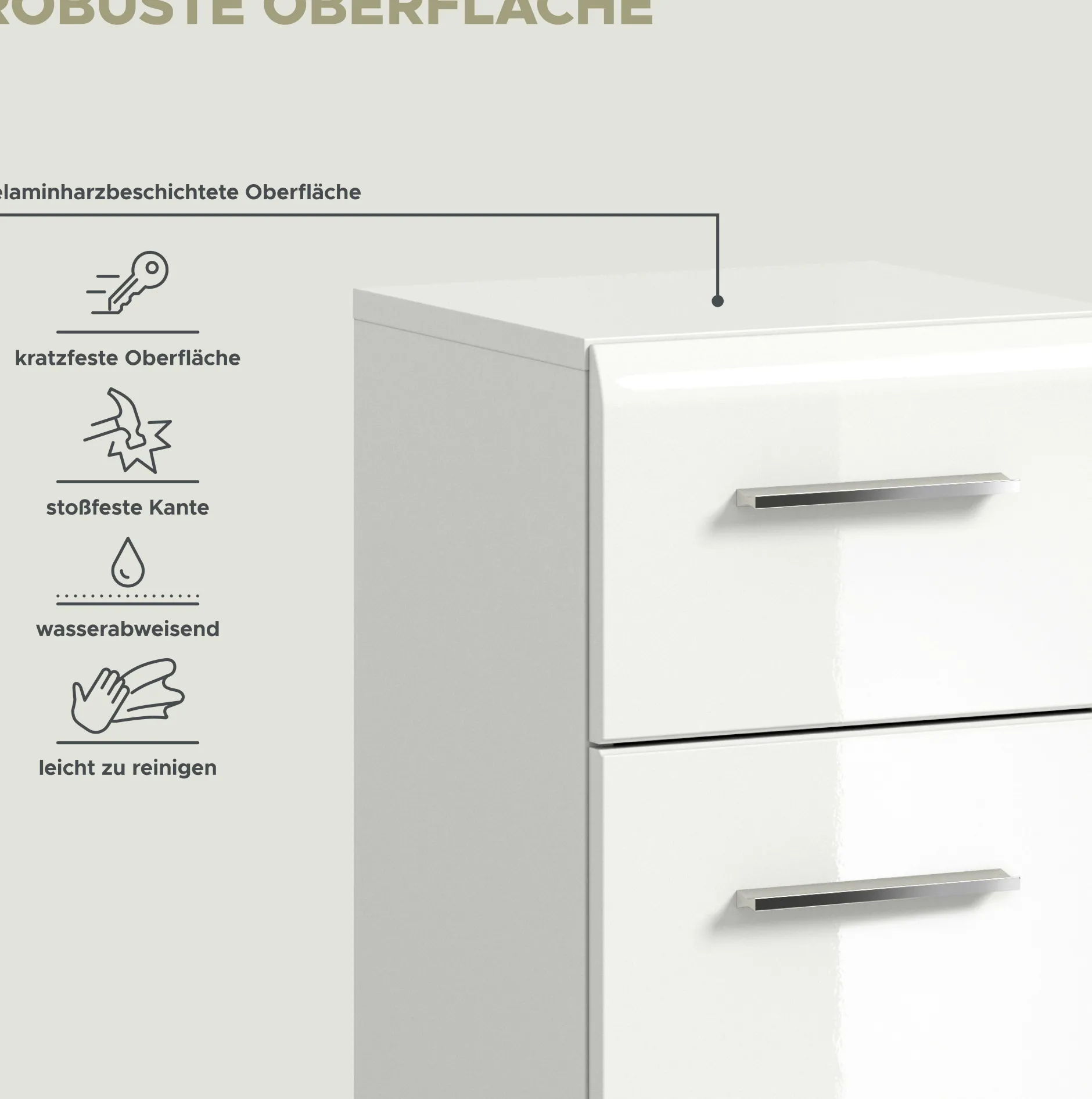 Badschrank Ice Xonox - Hochglanz Weiß - 30x80x30 cm
