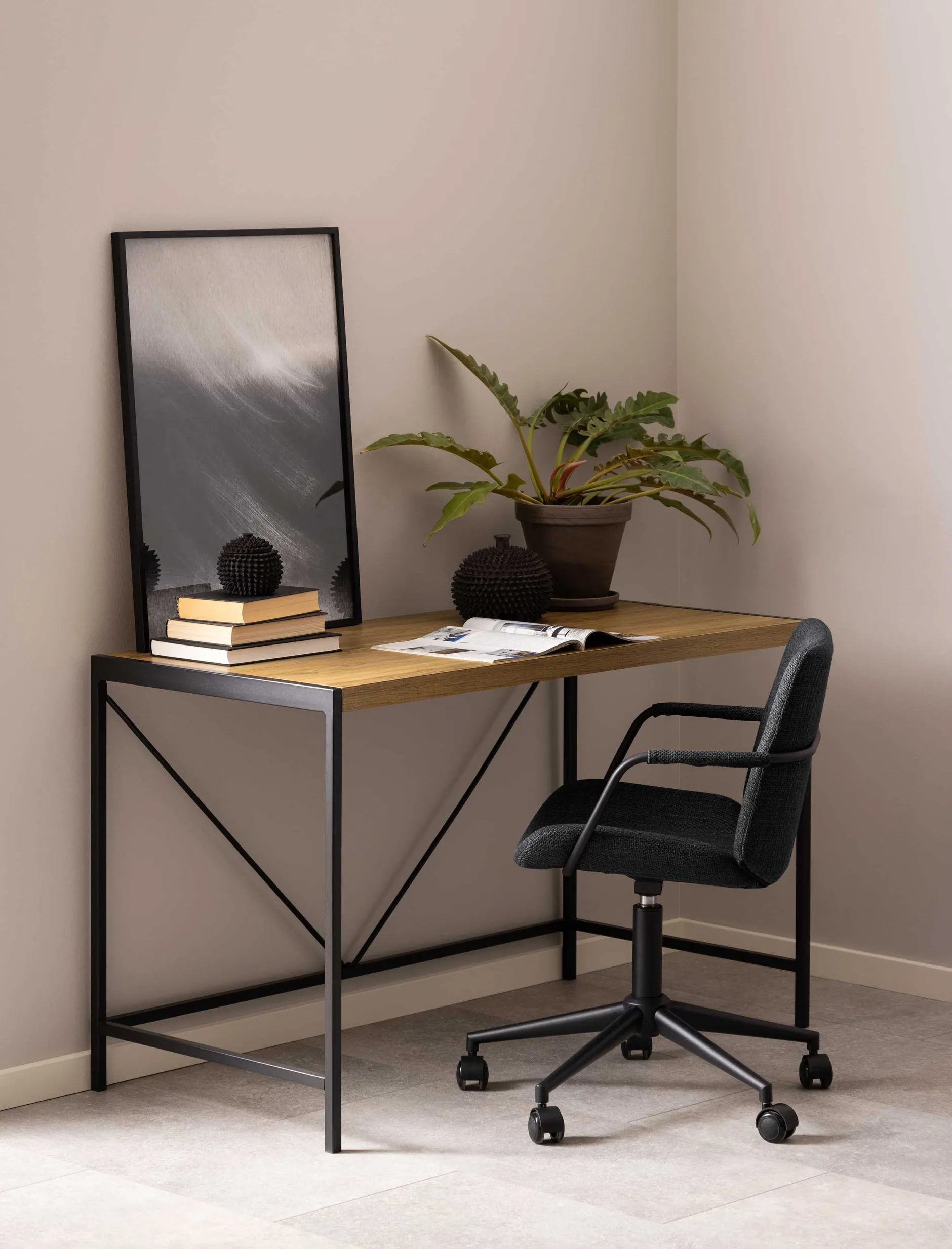 Bahamas Schreibtisch - 120x60x75 cm - Eiche Dekor/schwarz
