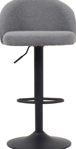 Barhocker Arda Bouclé Hellgrau | Metallbeine, Polsterung Bouclé