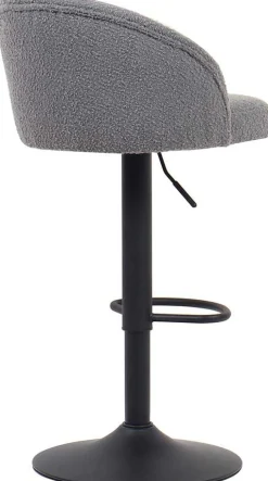 Barhocker Arda Bouclé Hellgrau | Metallbeine, Polsterung Bouclé