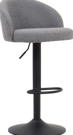 Barhocker Arda Bouclé Hellgrau | Metallbeine, Polsterung Bouclé