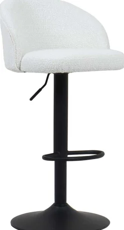 Barhocker Arda Bouclé Weiß | Metallbeine | H-H 86/107 x B-L 49 x T-P 46 cm