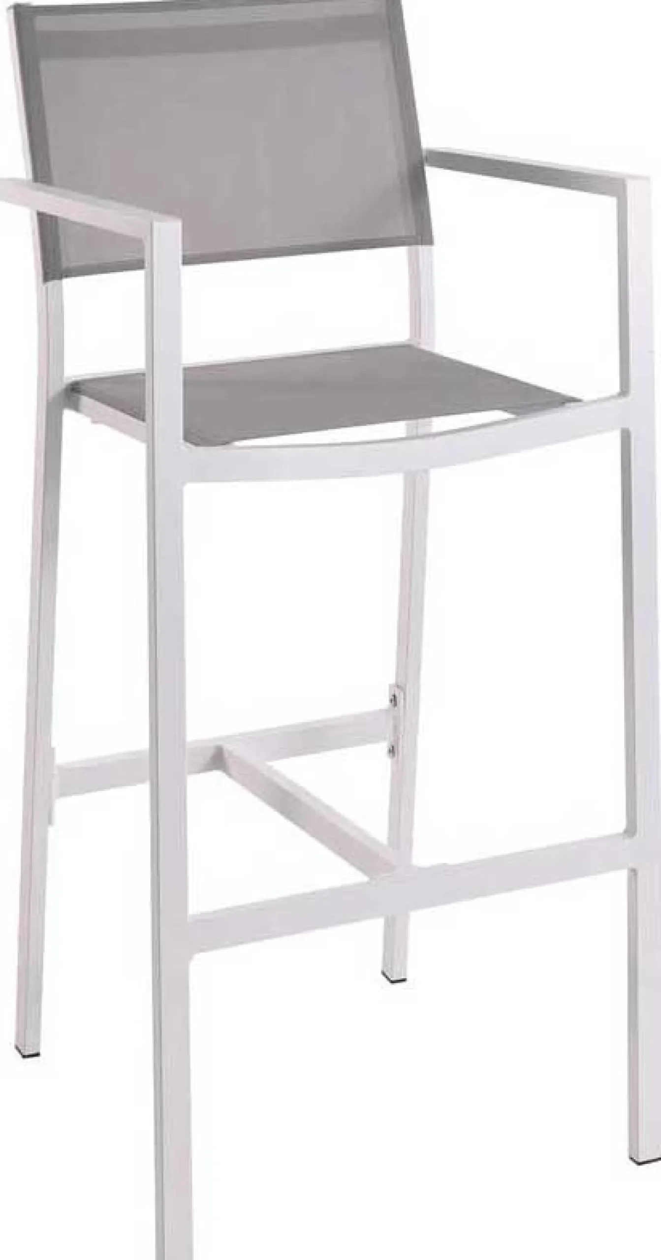 Barhocker Arianne Aluminium und Textil - weiß/hellgrau
