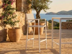 Barhocker Arianne Aluminium und Textil - weiß/hellgrau