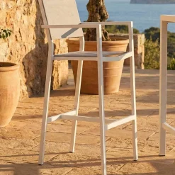 Barhocker Arianne Aluminium und Textil - weiß/hellgrau