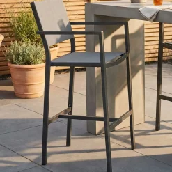 Barhocker Arianne gescova - Aluminium anthrazit & Textil silbergrau