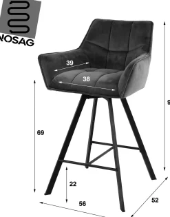 Barhocker Aster - 56x52x95cm - drehbar - taupe