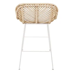 Barhocker Bali - 51x47x92,5cm - mit Sitzkissen - Rattan/Weiß