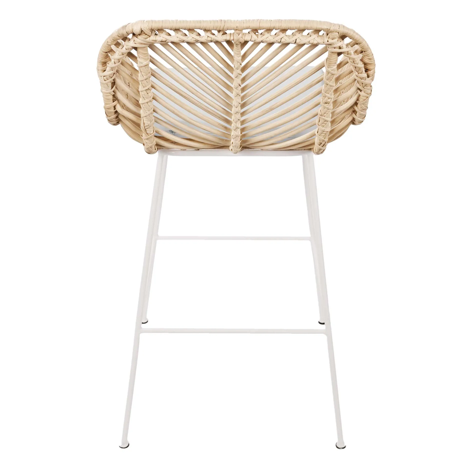 Barhocker Bali - 51x47x92,5cm - mit Sitzkissen - Rattan/Weiß