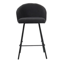 Barhocker Bouclé Grau June | Metallbeine | H87 x B52 x T51 cm