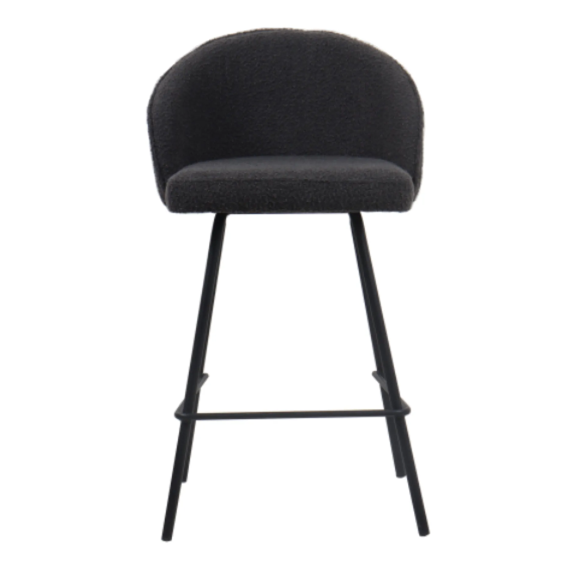 Barhocker Bouclé Grau June | Metallbeine | H87 x B52 x T51 cm