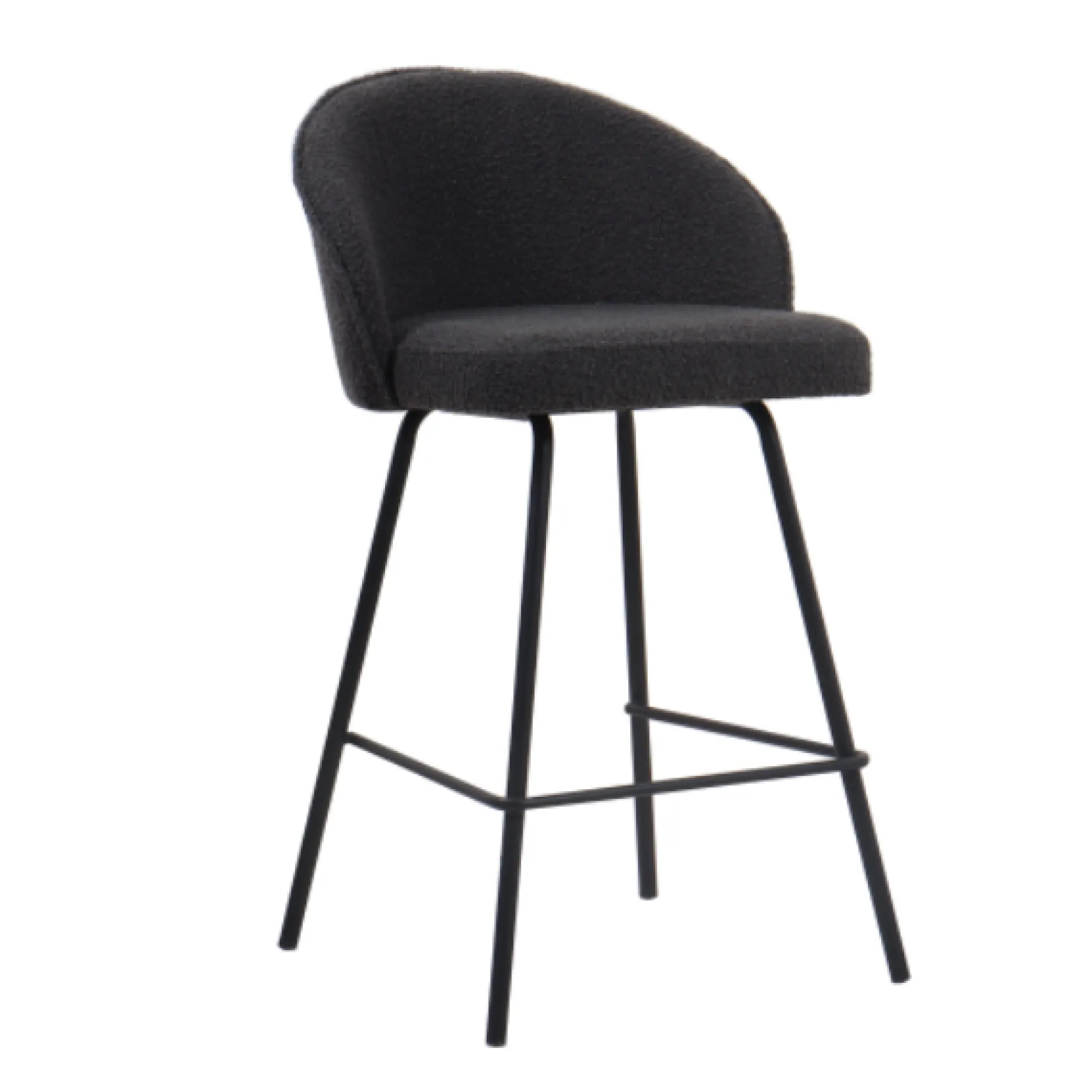 Barhocker Bouclé Grau June | Metallbeine | H87 x B52 x T51 cm