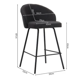 Barhocker Bouclé Grau June | Metallbeine | H87 x B52 x T51 cm