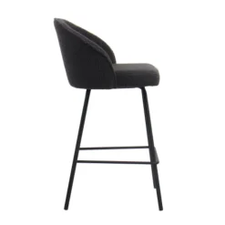 Barhocker Bouclé Grau June | Metallbeine | H87 x B52 x T51 cm