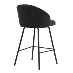 Barhocker Bouclé Grau June | Metallbeine | H87 x B52 x T51 cm