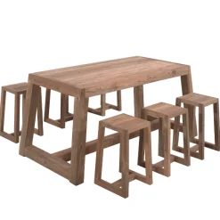 Barhocker Iberica Gescova - recyceltes Teakholz - 40x40x61 cm - Braun